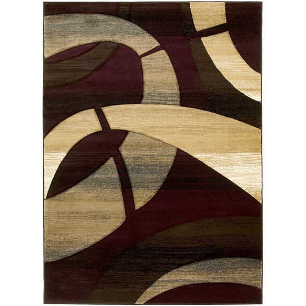 Brady Home Abstract Burgundy/Black/Brown Area Rug Wayfair